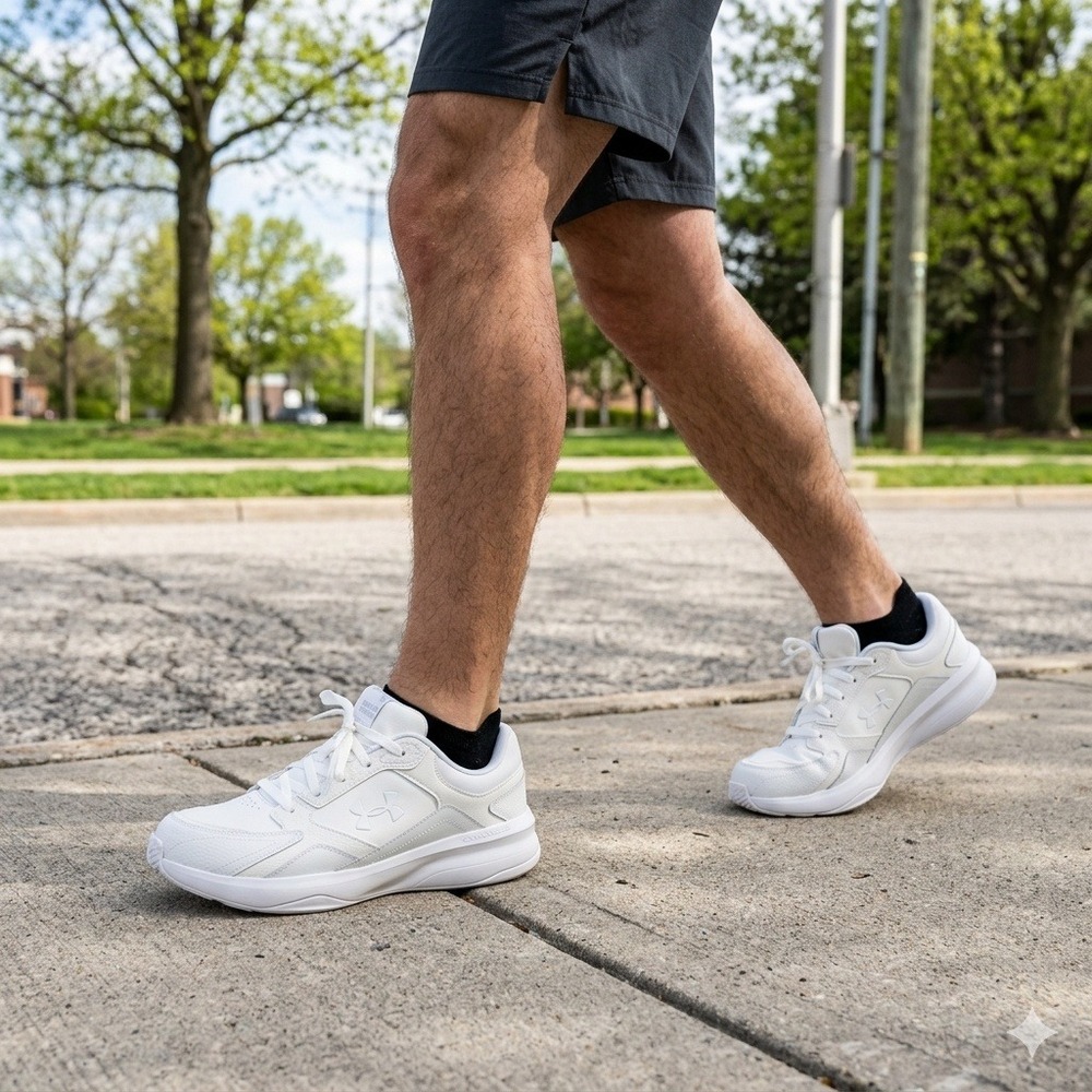 Under Armour Edge Lthr Sneakers Mens 15 4E White New Wide Charged 3028602-100